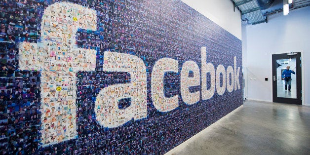 A big logo created from pictures of Facebook users worldwide is pictured in the company's Data Center, its first outside the US on November 7, 2013 in Lulea, in Swedish Lapland. The company began construction on the facility in October 2011 and went live on June 12, 2013 and are 100% run on hydro power. AFP PHOTO/JONATHAN NACKSTRAND (Photo credit should read JONATHAN NACKSTRAND/AFP/Getty Images)