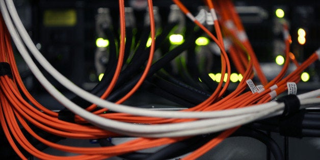 NEW YORK, NY - NOVEMBER 10: Network cables are plugged in a server room on November 10, 2014 in New York City. U.S. Presiden