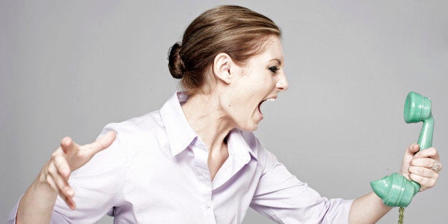 Woman screaming in to the phone