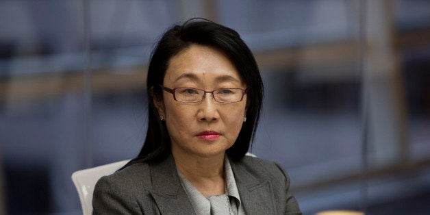 Wang Hsueh-Hung 'Cher', co-founder and chairperson of HTC Corp., listens during an interview in New York, U.S., on Wednesday, Feb 25, 2014. Last month HTC Corp. posted its first quarterly revenue growth in more than three years as new mid-range handsets helped offset competition from high-end models such as Apple Inc.'s iPhone. Photographer: Victor J. Blue/Bloomberg via Getty Images 