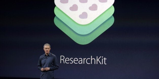 Apple Vice President of Operations, Jeff Williams, discusses ResearchKit during an Apple event on Monday, March 9, 2015, in San Francisco. (AP Photo/Eric Risberg)