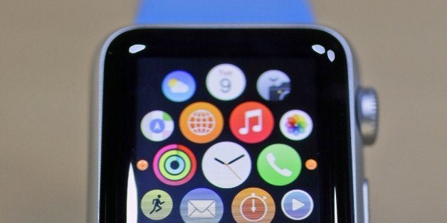 The new Apple Watch is on display in the demo room after an Apple event on Monday, March 9, 2015, in San Francisco. Pre-order