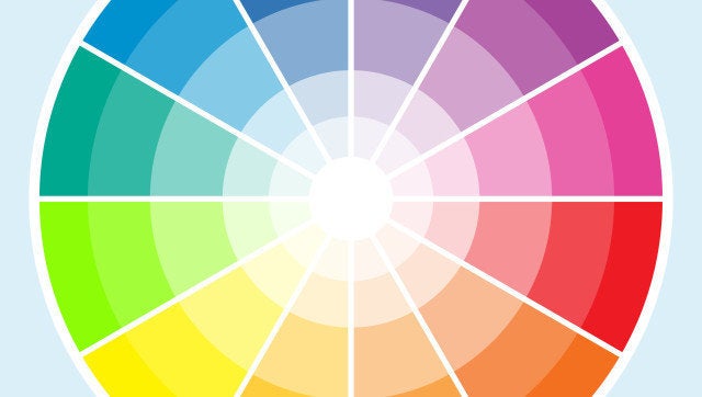 Classic color wheel with the colors moving into lighter shades