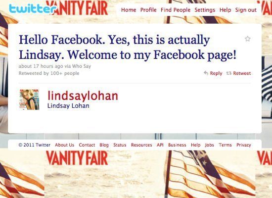Lindsay Lohan Confuses Facebook And Twitter