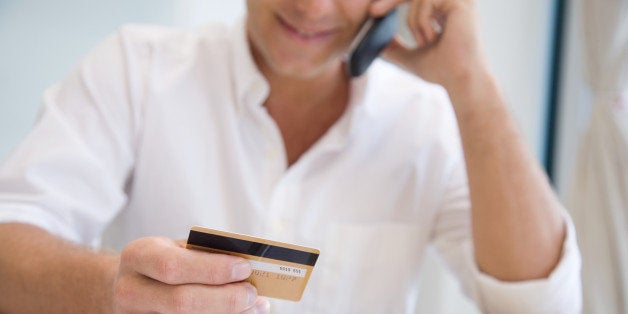 A man telephone banking