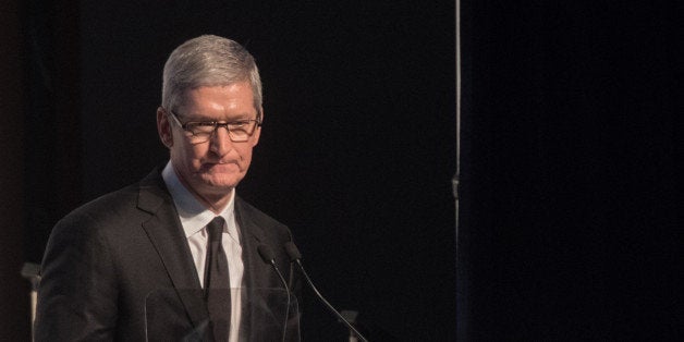 NEW YORK, NY - DECEMBER 08: Apple CEO Tim Cook speaks onstage at the Robert F. Kennedy human rights 2015 Ripple of Hope awar