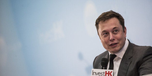Billionaire Elon Musk, chief executive officer of Tesla Motors Inc., speaks during the StartmeupHK Venture Forum in Hong Kong