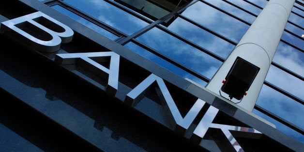 Bank sign on building