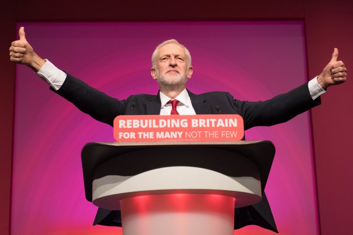 Labour leader Jeremy Corbyn giving his keynote speech at the party's annual conference at the Arena and Convention Centre (ACC), in Liverpool.