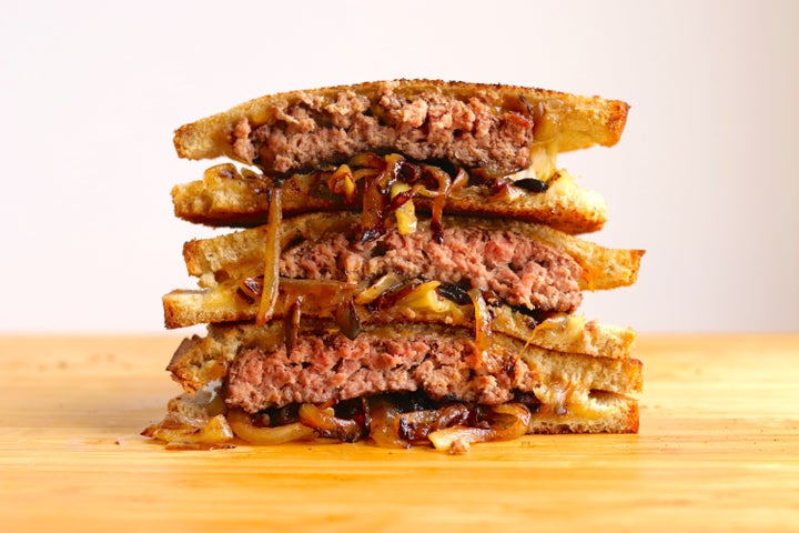 The burger in this patty melt could be a little more bread-shaped.