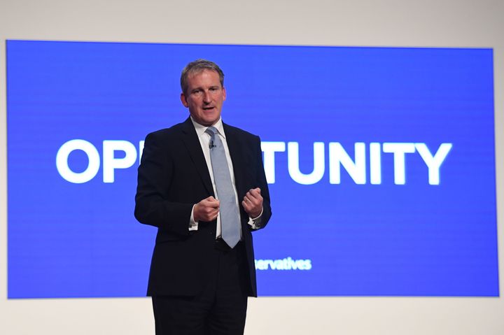 Education Secretary Damian Hinds on stage at the Conservative Party annual conference at the International Convention Centre, Birmingham.