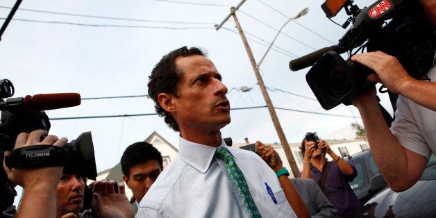 New York mayoral candidate Anthony Weiner arrives at a campaign event in the Rockaways section in the Queens borough of New Y