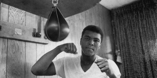 American Heavyweight boxer Cassius Clay (later Muhammad Ali), training in his gym, 21st May 1965. (Photo by Harry Benson/Express/Hulton Archive/Getty Images) 