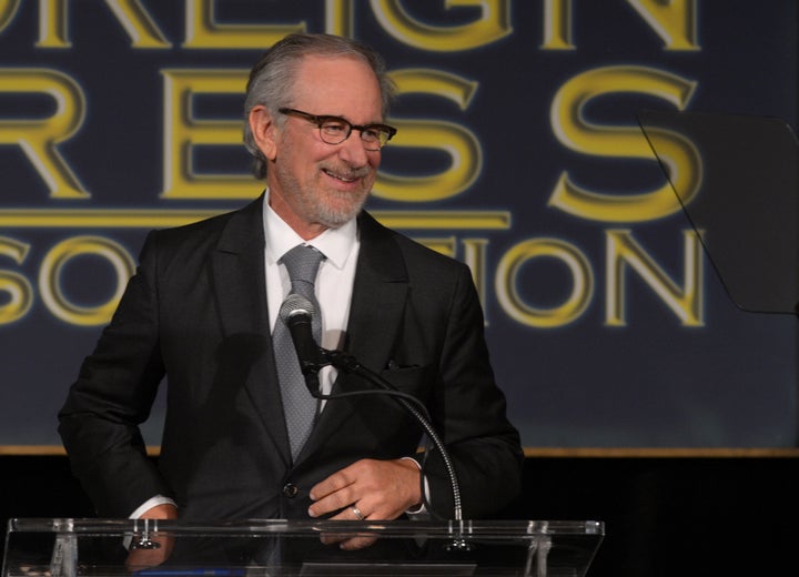 BEVERLY HILLS, CA - AUGUST 09: Director Steven Spielberg speaks onstage during the Hollywood Foreign Press Association's 201