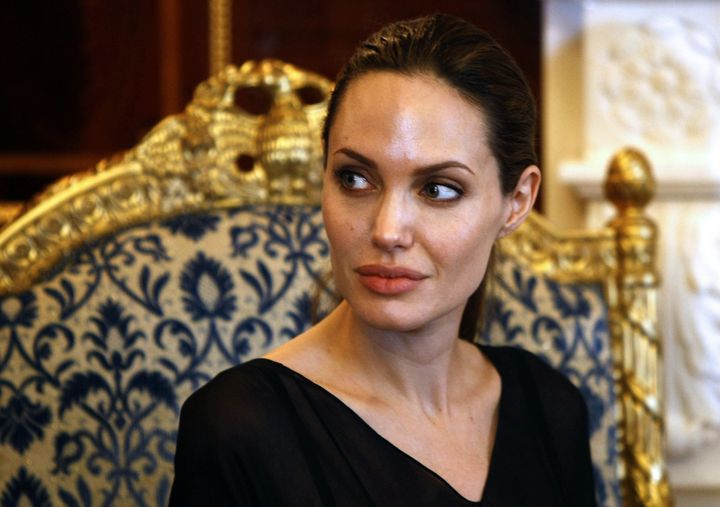 US actress and UNHCR special envoy Angelina Jolie meets with Nechirvan Barzani, prime minister of Iraqi Kurdistan regional government, in the northern Iraqi city of Arbil on September 16, 2012. Jolie is in Iraq to check on Syrian refugees. AFP PHOTO/SAFIN HAMED (Photo credit should read SAFIN HAMED/AFP/GettyImages)