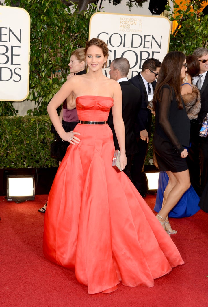 BEVERLY HILLS, CA - JANUARY 13: Actress Jennifer Lawrence arrives at the 70th Annual Golden Globe Awards held at The Beverly Hilton Hotel on January 13, 2013 in Beverly Hills, California. (Photo by Jason Merritt/Getty Images)