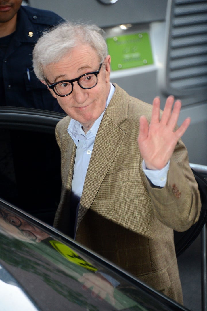 NEW YORK, NY - JUNE 30: Woody Allen departs Alec Baldwin and Hilaria Thomas' wedding ceremony at St. Patrick's Old Cathedral