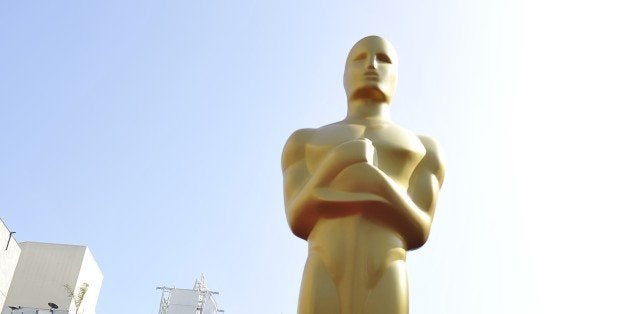 An Oscar statue stands on the red carpet in front of the Kodak Theatre on the eve of the 84th annual Academy Awards in Hollyw