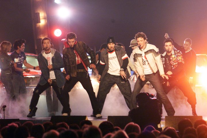 N'Sync performing at the 44th Annual Grammy Awards at the Staples Center in Los Angeles, CA. 2/27/2002 . Photo by Kevin Winter/Getty Images