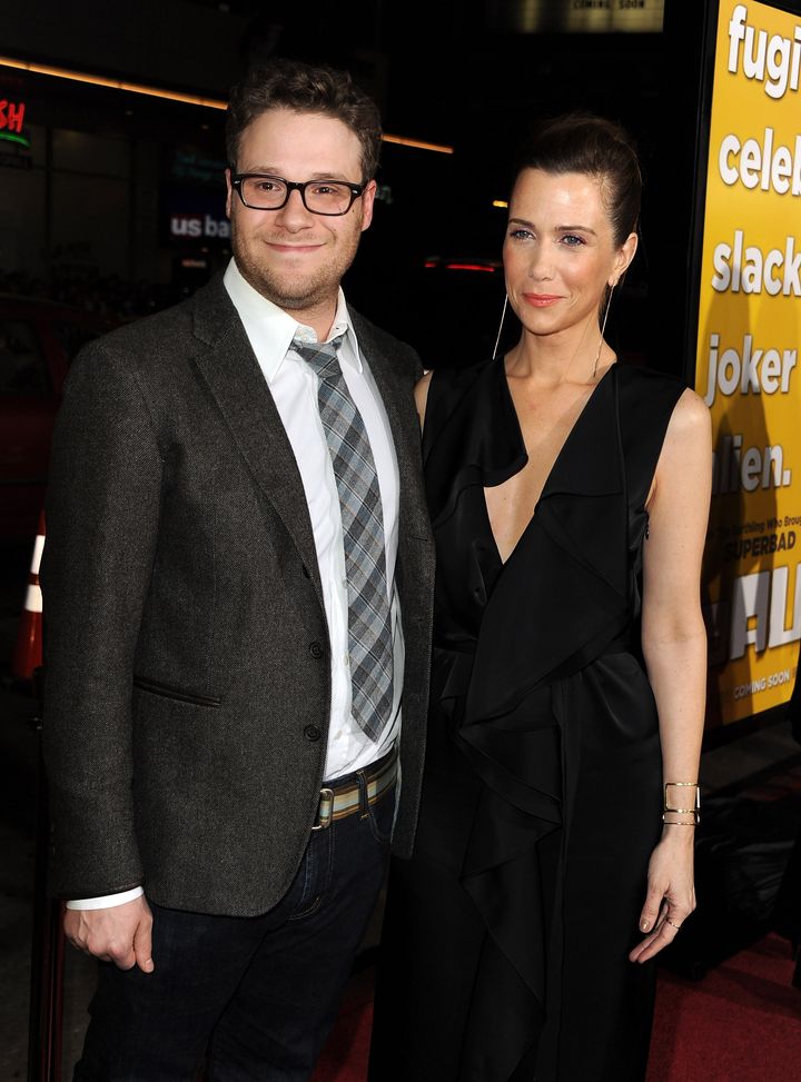 HOLLYWOOD, CA - MARCH 14: Actors Seth Rogen (L) and Kristen Wiig arrive at the premiere of Universal Pictures' 'Paul' held at Grauman's Chinese Theater on March 14, 2011 in Hollywood, California. (Photo by Kevin Winter/Getty Images)