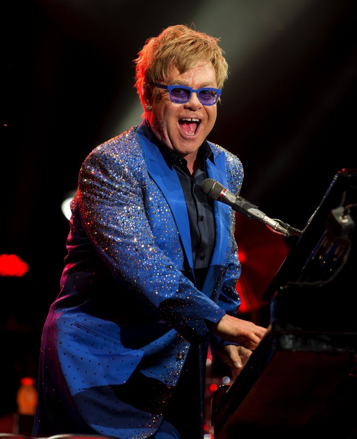 British musician Elton John performs at Gran Parque Central stadium in Montevideo on March 4, 2013. AFP PHOTO/Pablo PORCIUNCULA (Photo credit should read PABLO PORCIUNCULA/AFP/Getty Images)