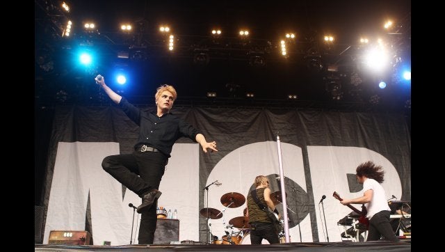 SYDNEY, AUSTRALIA - JANUARY 26: Gerard Way of My Chemical Romance performs on stage at Big Day Out 2012 at the Sydney Showground on January 26, 2012 in Sydney, Australia. (Photo by Mark Metcalfe/Getty Images)