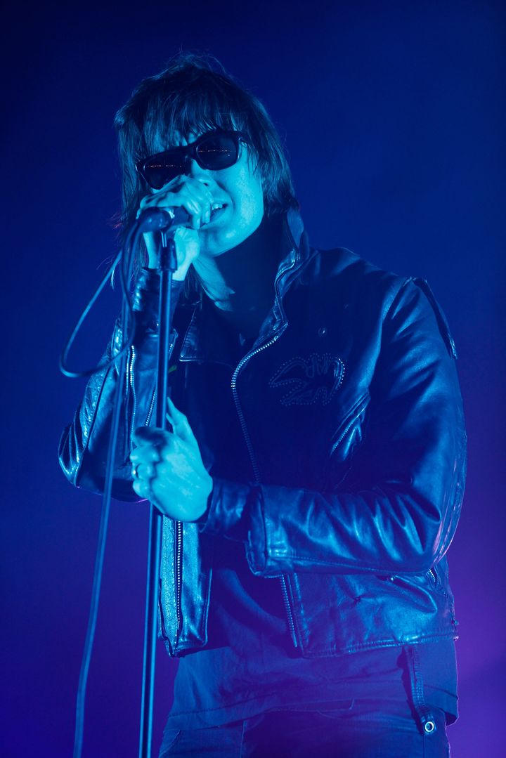 READING, ENGLAND - AUGUST 27: Julian Casablancas of The Strokes performs live on the Main Stage during day two of Reading Festival 2011 on August 27, 2011 in Reading, England. (Photo by Simone Joyner/Getty Images)