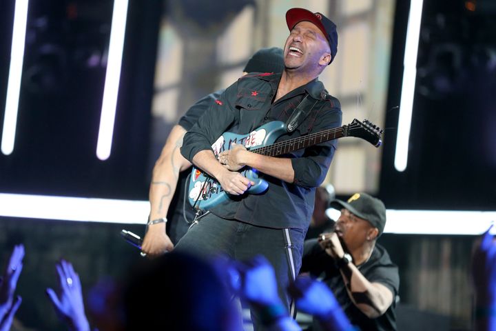 LOS ANGELES, CA - FEBRUARY 10: Musician Tom Morello performs onstage during the 55th Annual GRAMMY Awards at STAPLES Center on February 10, 2013 in Los Angeles, California. (Photo by Christopher Polk/Getty Images for NARAS)