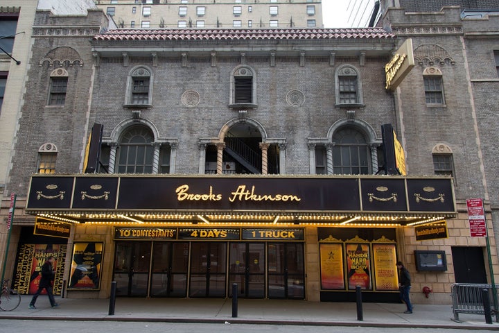 NEW YORK, NY - MARCH 18: A general view of the exterior of Brooks Atkinson Theatre showing 'HAnds on a Hardbody' on March 18, 2013 in New York City. (Photo by Ben Hider/Getty Images)