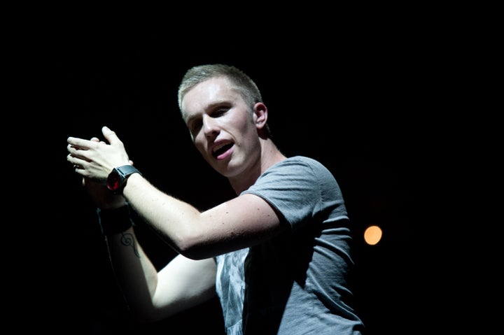 LONDON, UNITED KINGDOM - JUNE 02: Nicky Romero performs as the opening act for David Guetta on stage at Alexandra Palace on J