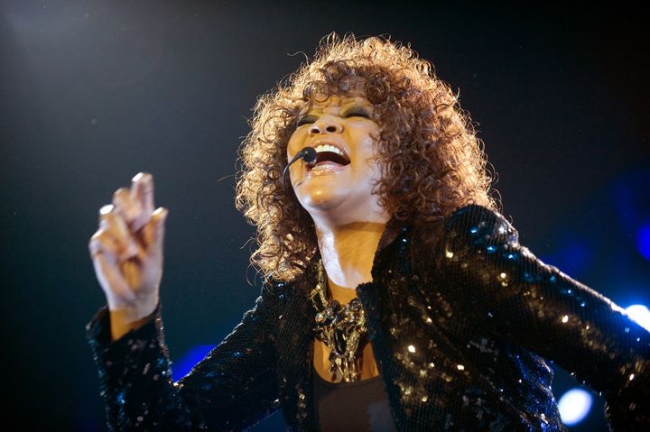 LONDON - APRIL 25: Whitney Houston performs at the O2 Arena on April 25, 2010 in London, England. (Photo by Samir Hussein/Getty Images)