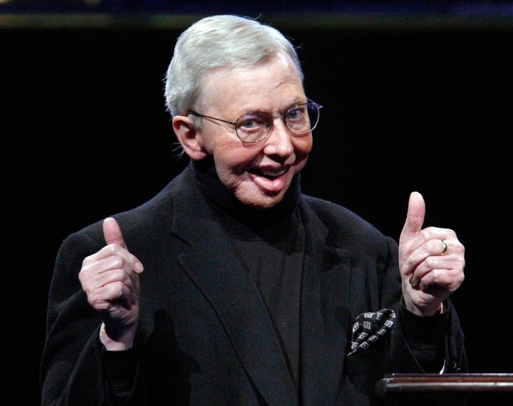 LAS VEGAS - APRIL 02: Film critic Roger Ebert accepts the ShoWest Career Achievement in Film Journalism Award at the Paris Las Vegas during ShoWest, the official convention of the National Association of Theatre Owners, April 2, 2009 in Las Vegas, Nevada. (Photo by Ethan Miller/Getty Images)