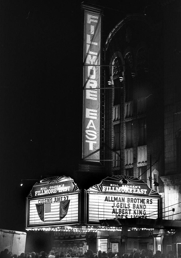 UNITED STATES - JUNE 27: End of an Era: Fillmore East by-invitation-only tickets rockfest, hip impresario Bill Graham padlocked the former Second Avenue movie house that he had turned into the showcase of hard rock. Too many economic hassles, explained Graham, who's also quitting his San Francisco version, Fillmore West. In a fitting climax, Albert King ripped up the joint. He was on opening night bill March 8, 1968. The house that rock built is dead. (Photo by Thomas Monaster/NY Daily News Archive via Getty Images)