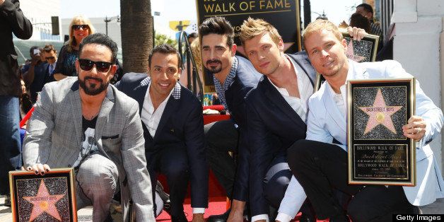 HOLLYWOOD, CA - APRIL 22: (L-R) Singers AJ McLean, Howie Dorough, Kevin Richardson, Nick Carter, and Brian Littrel of Backstreet Boys attend the ceremony honoring them with a star on The Hollywood Walk of Fame held on April 22, 2013 in Hollywood, California. (Photo by Imeh Akpanudosen/Getty Images)