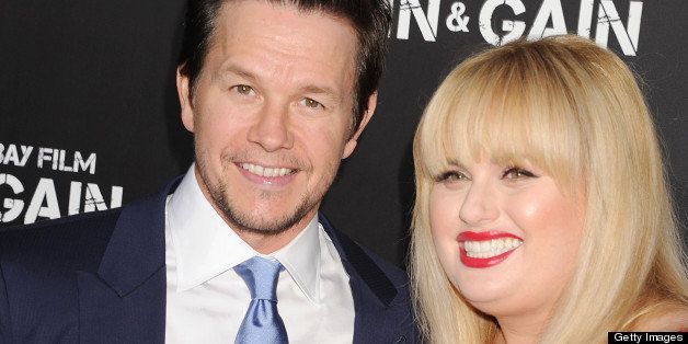HOLLYWOOD, CA- APRIL 21: Actor Mark Wahlberg and Rebel Wilson attend the 'Pain & Gain' premiere held at TCL Chinese Theatre on April 22, 2013 in Hollywood, California.(Photo by Jeffrey Mayer/WireImage)