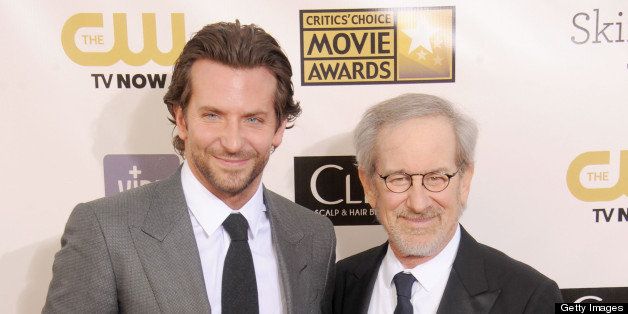 SANTA MONICA, CA - JANUARY 10: Actor Bradley Cooper and director Steven Spielberg arrive at the 18th Annual Critics' Choice Movie Awards at The Barker Hangar on January 10, 2013 in Santa Monica, California. (Photo by Gregg DeGuire/WireImage)
