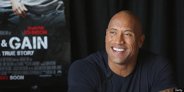 MIAMI, FL - APRIL 11: Dwayne Johnson attends the press conference of the Miami Premiere of 'Pain & Gain' at Mandarin Oriental on April 11, 2013 in Miami, Florida. (Photo by Alexander Tamargo/Getty Images for Paramount)