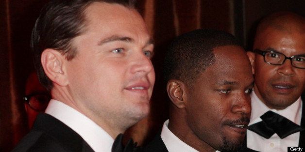 BEVERLY HILLS, CA - JANUARY 13: Actors Leonardo DiCaprio and Jamie Foxx attend the The Weinstein Company's 2013 Golden Globe Awards after party presented by Chopard, HP, Laura Mercier, Lexus, Marie Claire, and Yucaipa Films held at The Old Trader Vic's at The Beverly Hilton Hotel on January 13, 2013 in Beverly Hills, California. (Photo by Mike Windle/Getty Images for TWC)