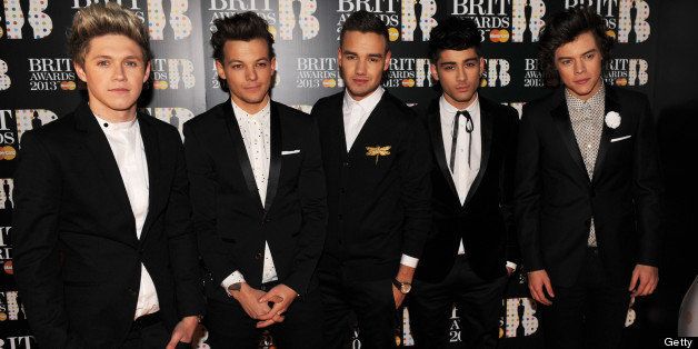 LONDON, ENGLAND - FEBRUARY 20: (L-R) Niall Horan, Louis Tomlinson, Liam Payne, Zayn Malik and Harry Styles of One Direction attend The Brit Awards 2013 at The O2 Arena on February 20, 2013 in London, England. (Photo by Dave J Hogan/Getty Images)