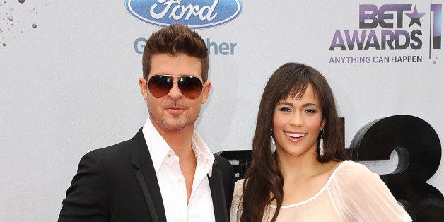 LOS ANGELES, CA - JUNE 30: Singer Robin Thicke and actress Paula Patton attend the 2013 BET Awards at Nokia Theatre L.A. Live on June 30, 2013 in Los Angeles, California. (Photo by Jason LaVeris/FilmMagic)