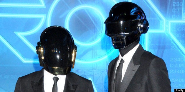 HOLLYWOOD, CA- DECEMBER 11: Daft Punk arrives at the World Premiere of 'TRON: Legacy' at the El Capitan Theatre on December 11, 2010 in Hollywood, California. (Photo by Gregg DeGuire/FilmMagic)