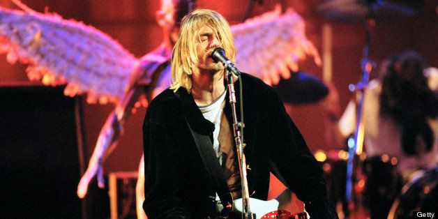 Kurt Cobain of Nirvana during MTV Live and Loud: Nirvana Performs Live - December 1993 at Pier 28 in Seattle, Washington, United States. (Photo by Jeff Kravitz/FilmMagic, Inc)