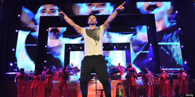 TORONTO, ON - JULY 17: (Exclusive Coverage) Justin Timberlake performs during the Legends of the Summer tour at Rogers Centre on July 17, 2013 in Toronto, Canada. (Photo by Kevin Mazur/WireImage)