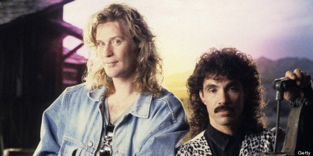 NEW YORK - JANUARY 01: Singers John Oates and Daryl Hall pose for photographs circa 1989 in New York City. (Photo by Larry