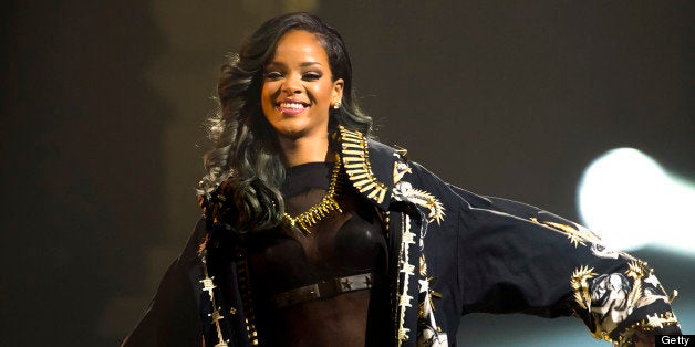 OSLO, NORWAY - JULY 25: Rihanna performs on stage at Telenor Arena during The Diamonds World Tour 2013 in Oslo, Norway. (Pho