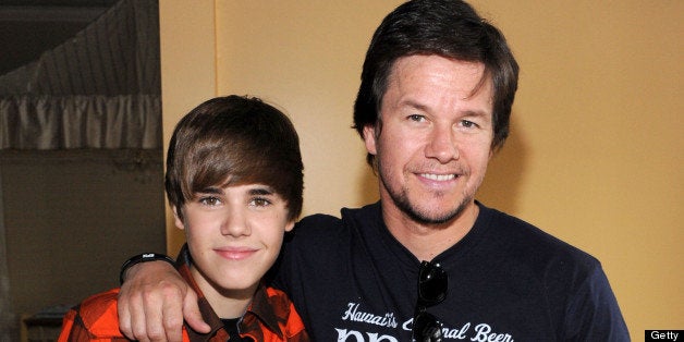 HOLLYWOOD - OCTOBER 24: (EXCLUSIVE) Singer Justin Bieber (L) and actor Mark Wahlberg attend Variety's 4th Annual Power of Yo