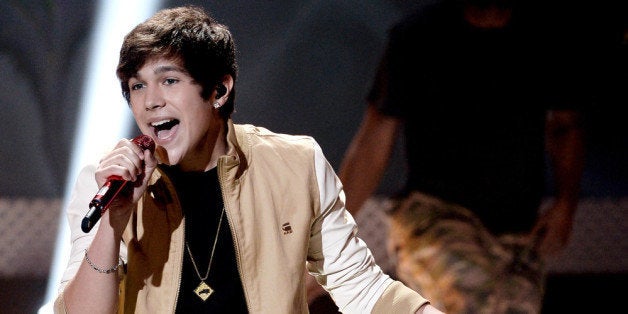 SANTA MONICA, CA - AUGUST 01: Singer Austin Mahone performs onstage during The CW Network's 2013 Young Hollywood Awards pres