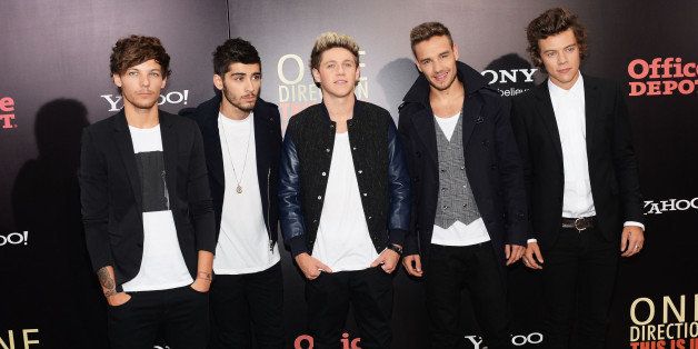 NEW YORK, NY - AUGUST 26: (L-R) Louis Tomlinson, Niall Horan, Zayn Malik, Liam Payne and Harry Styles attend the world premiere of 'One Direction: This Is Us' at the Ziegfeld Theater on August 26, 2013 in New York City. (Photo by Jamie McCarthy/Getty Images)