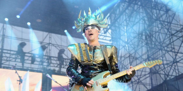PHILADELPHIA, PA - AUGUST 31: Luke Steele of Empire of the Sun performs during the 2013 Budweiser Made In America Festival a