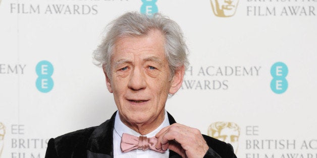 LONDON, ENGLAND - FEBRUARY 10: Sir Ian McKellen poses in the press room at The EE British Academy Film Awards 2013 at The Royal Opera House on February 10, 2013 in London, England. (Photo by Dave J Hogan/Getty Images)